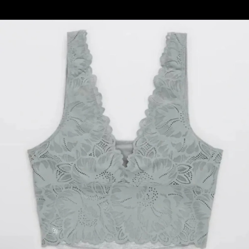 aerie waffle/lace tank  - Gray